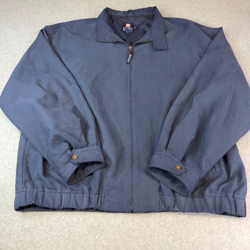 VNTG Chaps Ralph Lauren Mens XL Navy Blue Harrington Jacket Full Zip Windbreaker